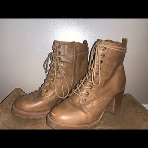 brown heeled combat boots